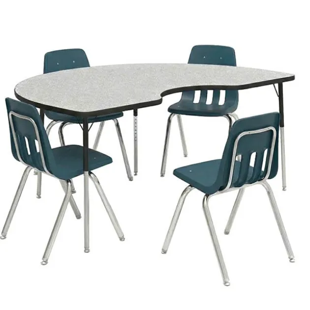 Activity Table and Chair Package - 4000 Series Activity Table (48"x72" Kidney) & Four 9000 Series Stack Chairs (18'' H - 5th-Adult)