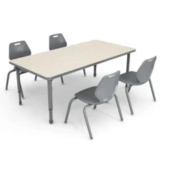 A&D Activity Table (60" x 30" Rectangle) with 4 Ready Stack Chairs (14" H)