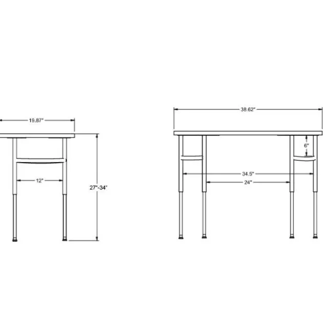 Adjustable-Height ADA-Compliant Octagon Student Desk with Laminate Top - 27"-34"H