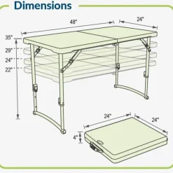Adjustable Height Fold In Half Plastic Folding Table - 24