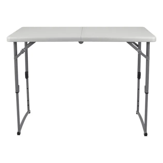 Adjustable Height Fold In Half Plastic Folding Table - 24"D x 48"L x 22"-35"H