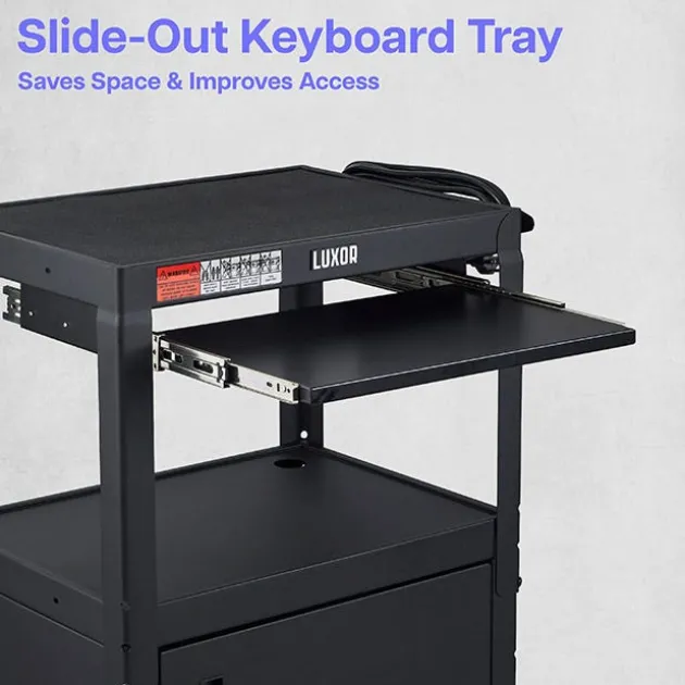 Adjustable Height Metal Cart w/ Cabinet & Keyboard