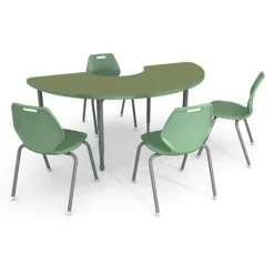 A&D Student Activity Table (72" x 36" Rainbow) with 4 Ready Stack Chairs (18" H)