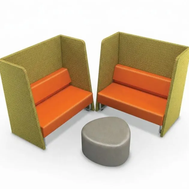 Akt High Back Loveseat Soft Seating and Ottoman Privacy Package