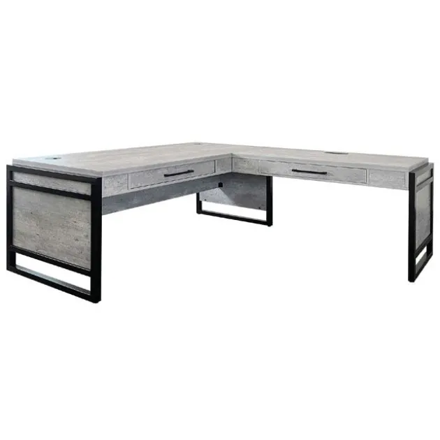 Artisan Collection L-Shaped Executive Office Desk with Bookcase