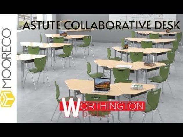Astute Monroe Hard Plastic Collaborative 2-Pack Student Desks