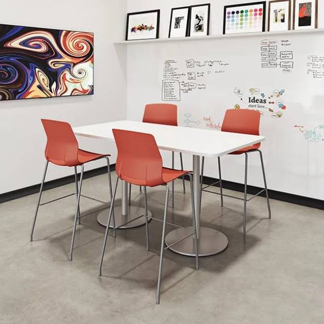 Bar Height Cafe Table with Six Lola Stools - 36'' X 72'' Rectangle