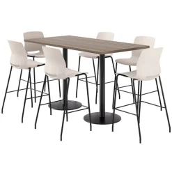 Bar Height Cafe Table with Six Lola Stools - 36'' X 72'' Rectangle