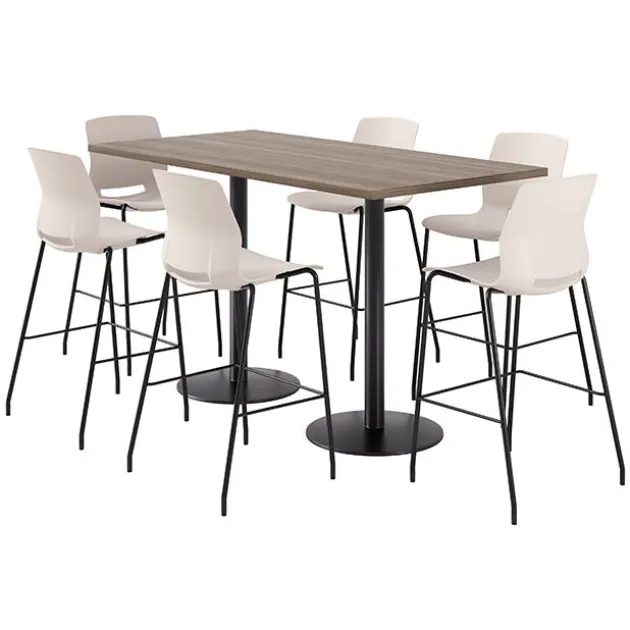Bar Height Cafe Table with Six Lola Stools - 36'' X 72'' Rectangle