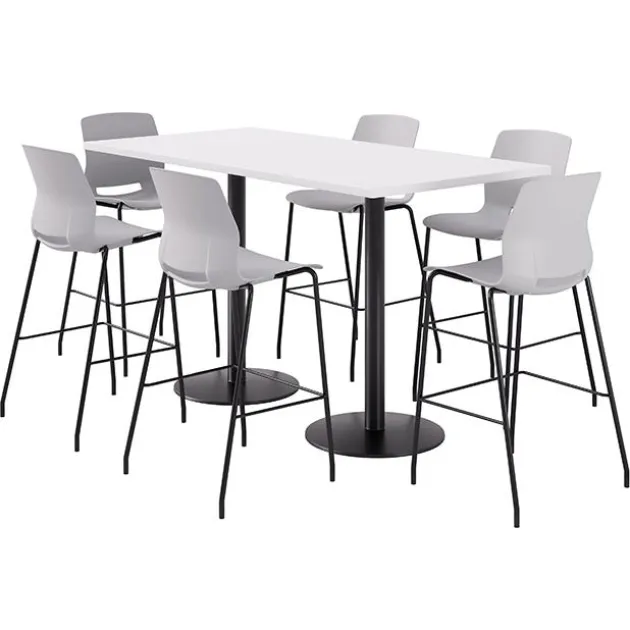 Bar Height Cafe Table with Six Lola Stools - 36'' X 72'' Rectangle