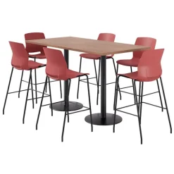 Bar Height Cafe Table with Six Lola Stools - 36'' X 72'' Rectangle