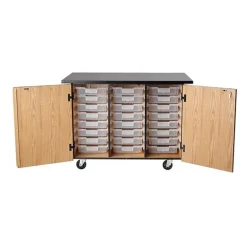 Bin Storage Mobile Science Cabinet with Chem-Res Top (48" x 28")
