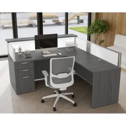 Borders II Collection L-Shaped Reception Desk w/ Transaction Shelf (71" x 83" x 42")