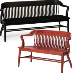 Boston Oak Benches with Curved Backs by Community