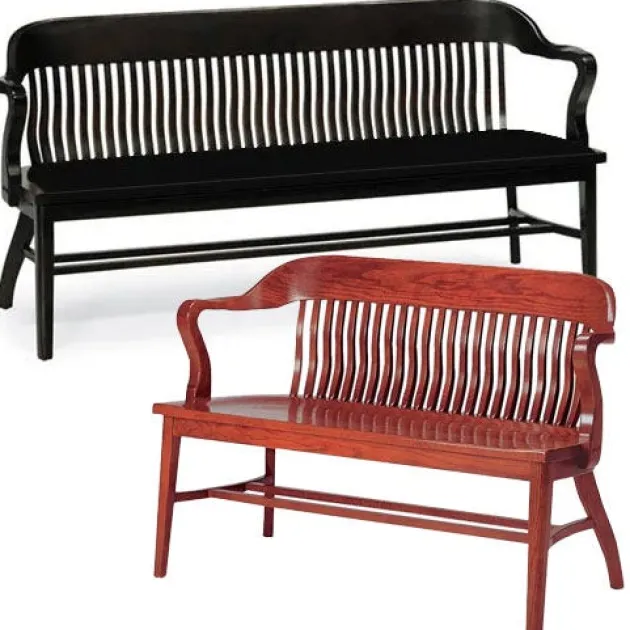 Boston Oak Benches with Curved Backs by Community