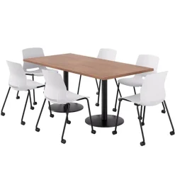 Cafe Table with Six Lola Armless Chairs w/ Casters- 36'' X 72'' Rectangle