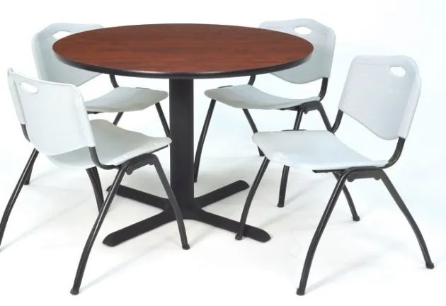 Cain Base Cafe Table and Four M Stacker 4700 Chairs by Regency