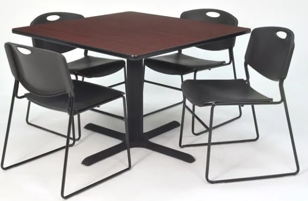 Cain Base Cafe Table and Four Zeng 4400 Chairs by Regency