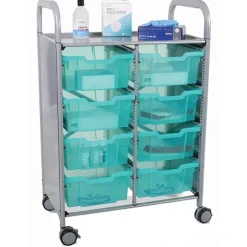 Callero Antimicrobial Double Cart w/ 8 Deep Trays