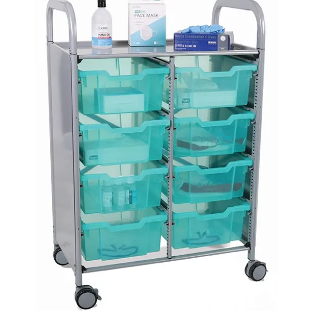 Callero Antimicrobial Double Cart w/ 8 Deep Trays