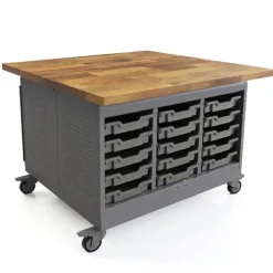 Cascade Maker Table with Butcher Block Top