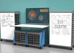 Cascade Two-Sided Whiteboard Unit w/ Tote Trays