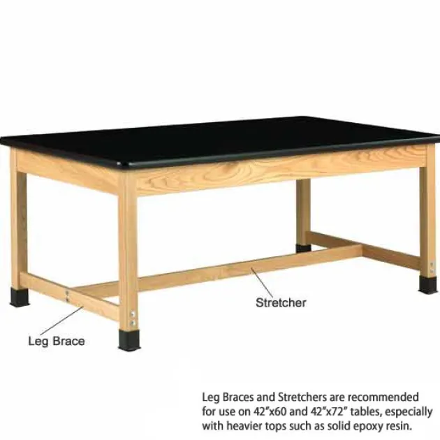 ChemGuard Top Hardwood Science Lab Table with Book Compartments (42'' D X 54'' W)