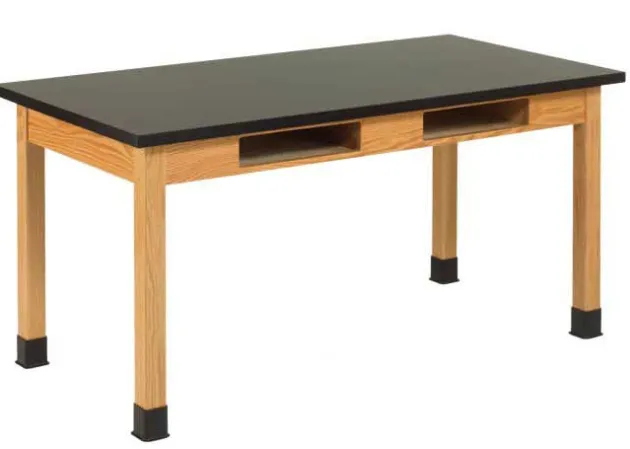 ChemGuard Top Hardwood Science Lab Table with Book Compartments (36'' D X 48'' W)