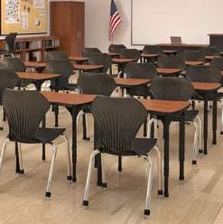 Classroom Set - 8 Apex Stack Chairs (18''H 5th-Adult) & 8 Dry Erase Contour Student Apex Desks