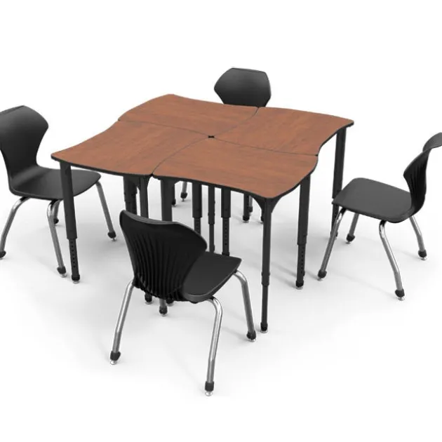 Classroom Set - 8 Apex Stack Chairs (18''H 5th-Adult) & 8 Dry Erase Contour Student Apex Desks