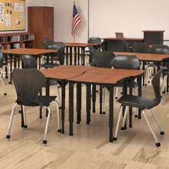 Classroom Set - 8 Apex Stack Chairs (18''H 5th-Adult) & 8 Dry Erase Contour Student Apex Desks