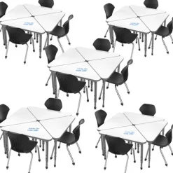 Classroom Set- 20 Apex Stack Chairs (18'' H -5th-Adult) & 20 Triangle Dry Erase Apex Student Desks