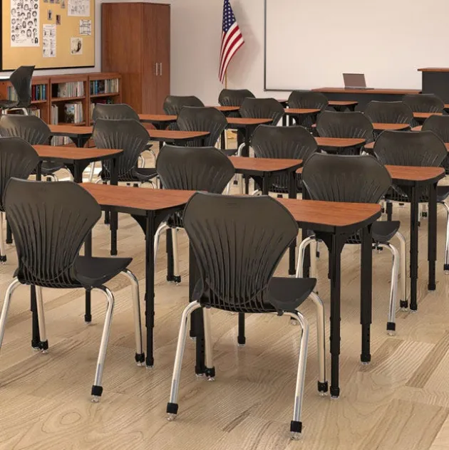 Classroom Set - 20 Apex Stack Chairs (18'' H -5th-Adult) & 20 Dry Erase Contour Student Desks