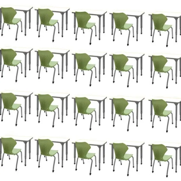 Classroom Set- 20 Apex Stack Chairs (18'' - 5th-Adult) & 20 Dry Erase Desks (30'' x 20'')