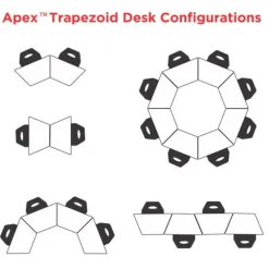 Classroom Set - 8 Apex Stack Chairs (18'' H - 5th-Adult) & 8 Trapezoid Dry Erase Student Apex Desks