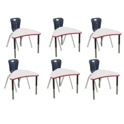 Classroom Set - 6 Apollo Synergy Dry Erase Student Desks and Stack Chairs