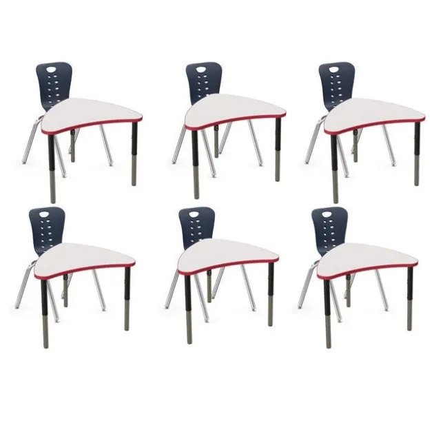 Classroom Set - 6 Apollo Synergy Dry Erase Student Desks and Stack Chairs