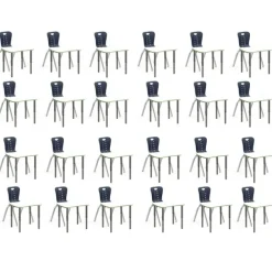 Classroom Set - 24 Bone Synergy Dry Erase Student Desks and Stack Chairs