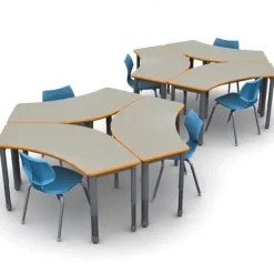 Classroom Set - 60'' Crescent Tables & Flavors Chairs