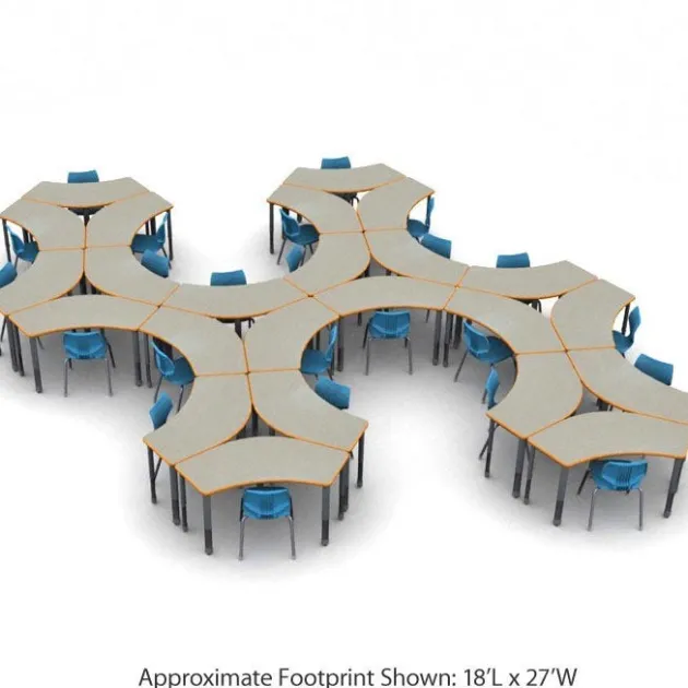 Classroom Set - 60'' Crescent Tables & Flavors Chairs