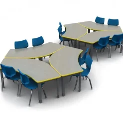 Classroom Set - 72'' Crescent Tables & Flavors Chairs