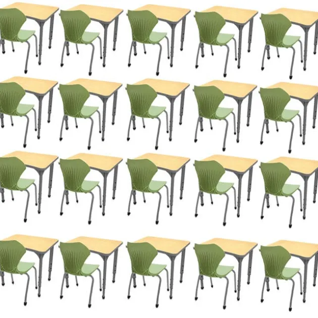 Classroom Set- 20 Curve Student Desks & Apex Chairs