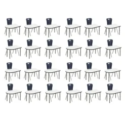 Classroom Set - 24 Fish Dry Erase Synergy Student Desks and Stack Chairs