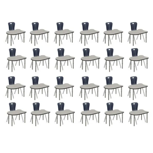Classroom Set - 24 Fish Synergy Student Desks and Stack Chairs