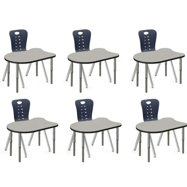 Classroom Set - 6 Fish Synergy Student Desks and Stack Chairs