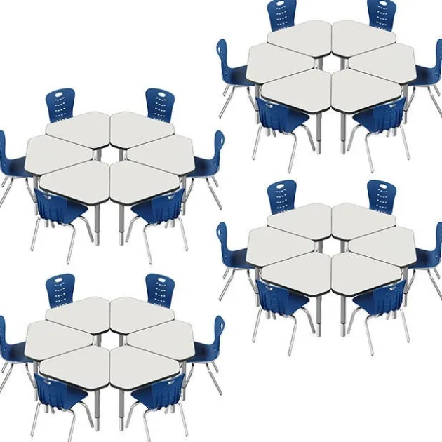 Classroom Set - 24 Jewel Dry Erase Synergy Student Desks and Stack Chairs