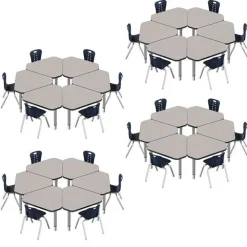 Classroom Set - 24 Jewel Synergy Student Desks and Stack Chairs