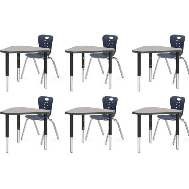 Classroom Set - 6 Jewel Synergy Student Desks and Stack Chairs