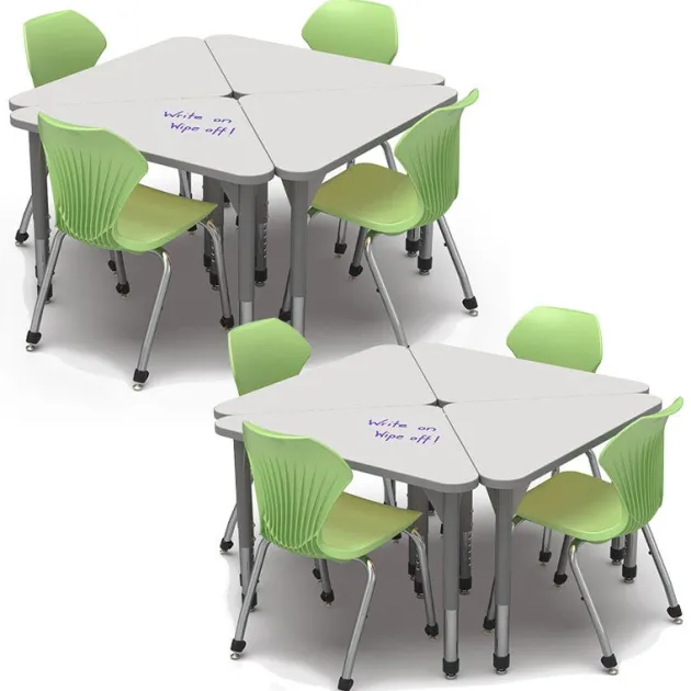 Classroom Set - 8 Premier Dry Erase Triangle Desks & Apex Chairs (18" H - 5th-Adult)