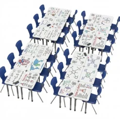 Classroom Set - Premier Rectangle Dry Erase Desks & Premier Chairs Package